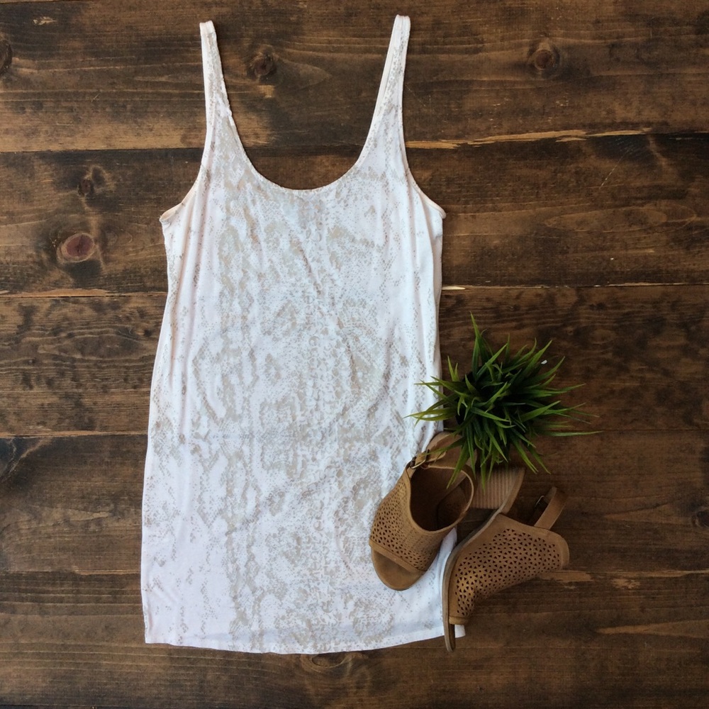 Snakeskin patterned mini dress